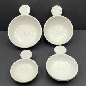 Hallmark Nesting Ceramic Measuring Cups Bowls Embossed Snowflake Handles